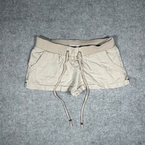 Guess Shorts Womens S Beige Linen Drawstring Elastic Waist Casual Summer Beach
